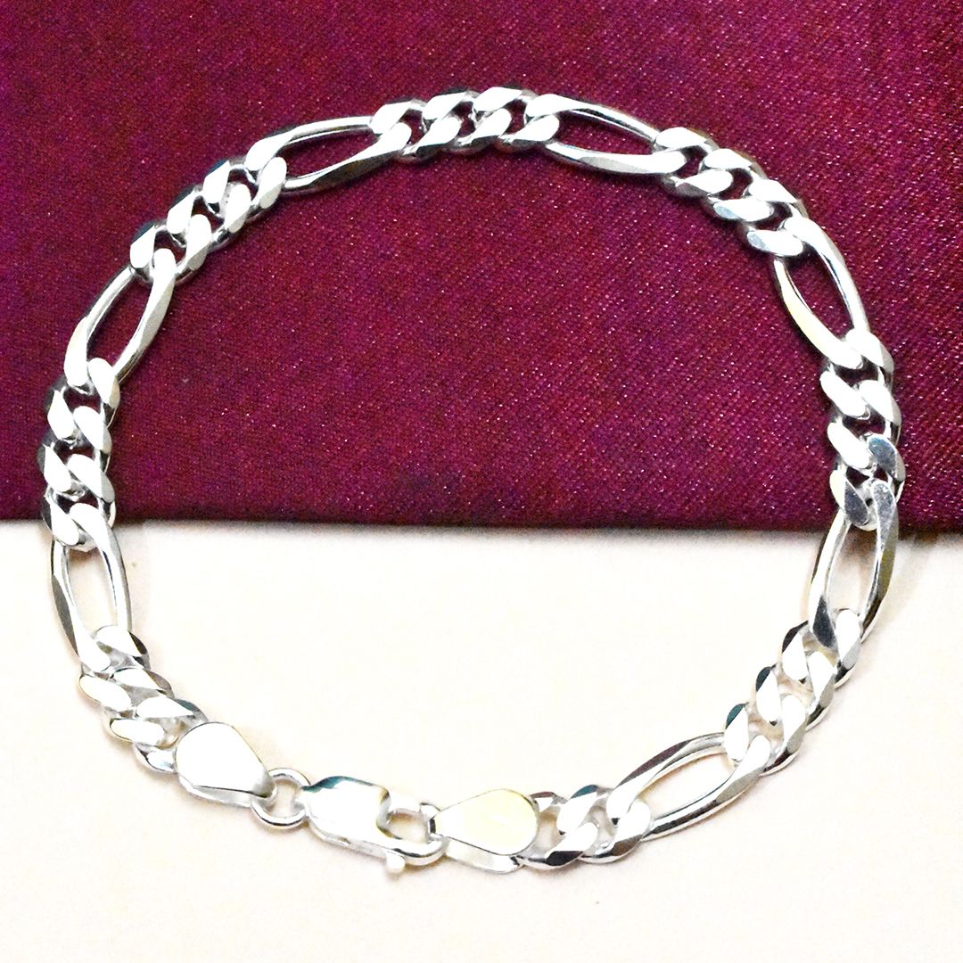 Silver Curb Bracelet Junction Link Chain Mens Wide Solid For Man-Boys