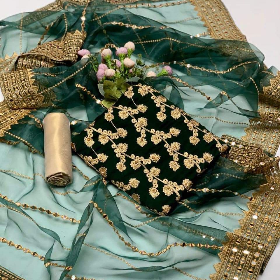 Rs 13990 Pakeezah Luxury Formals by Mahnur Emb Orgnaza 3pc Chiffon Duppata [PK-08] main image 1
