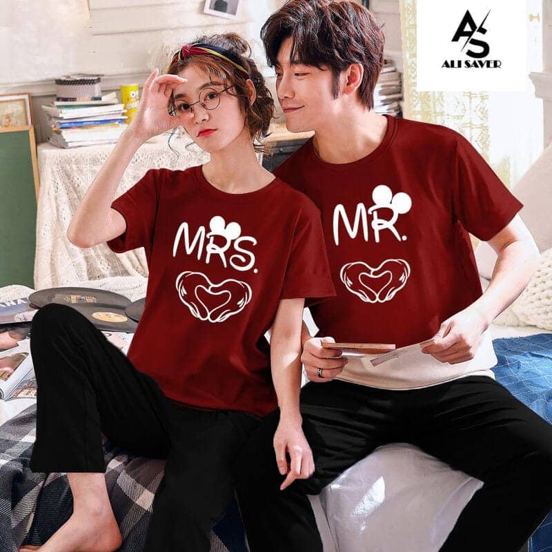 Couple Printed Night Suit For Women And Men