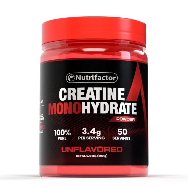 Nutrifactor Creatine Monohydrate Powder 3400mg For Muscle Strength & Power Booster | Creatine Supplement for Workout Endurance, Energy & Recovery | 200 g