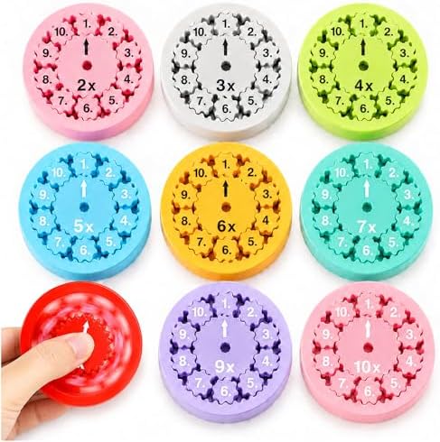 9 Pcs Math Fidget Spinner Set for Kids | Multiplication & Division Educational Toy