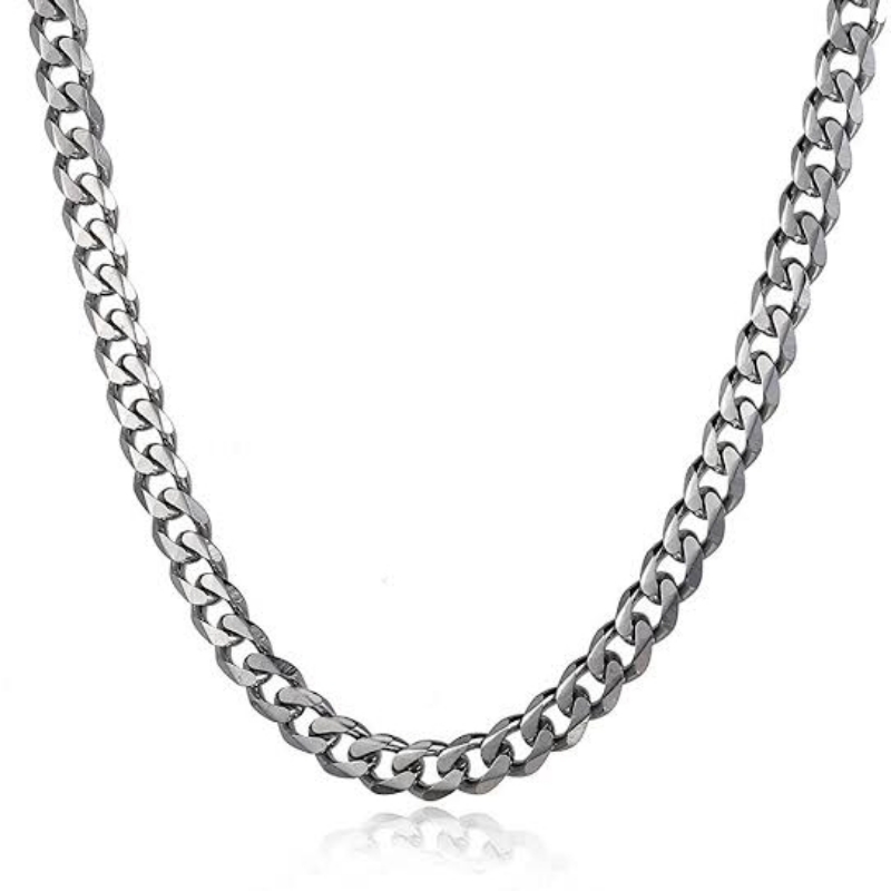 Silver Stainless Steel Italian Thin Cuban Chain For Men/Boys Neck