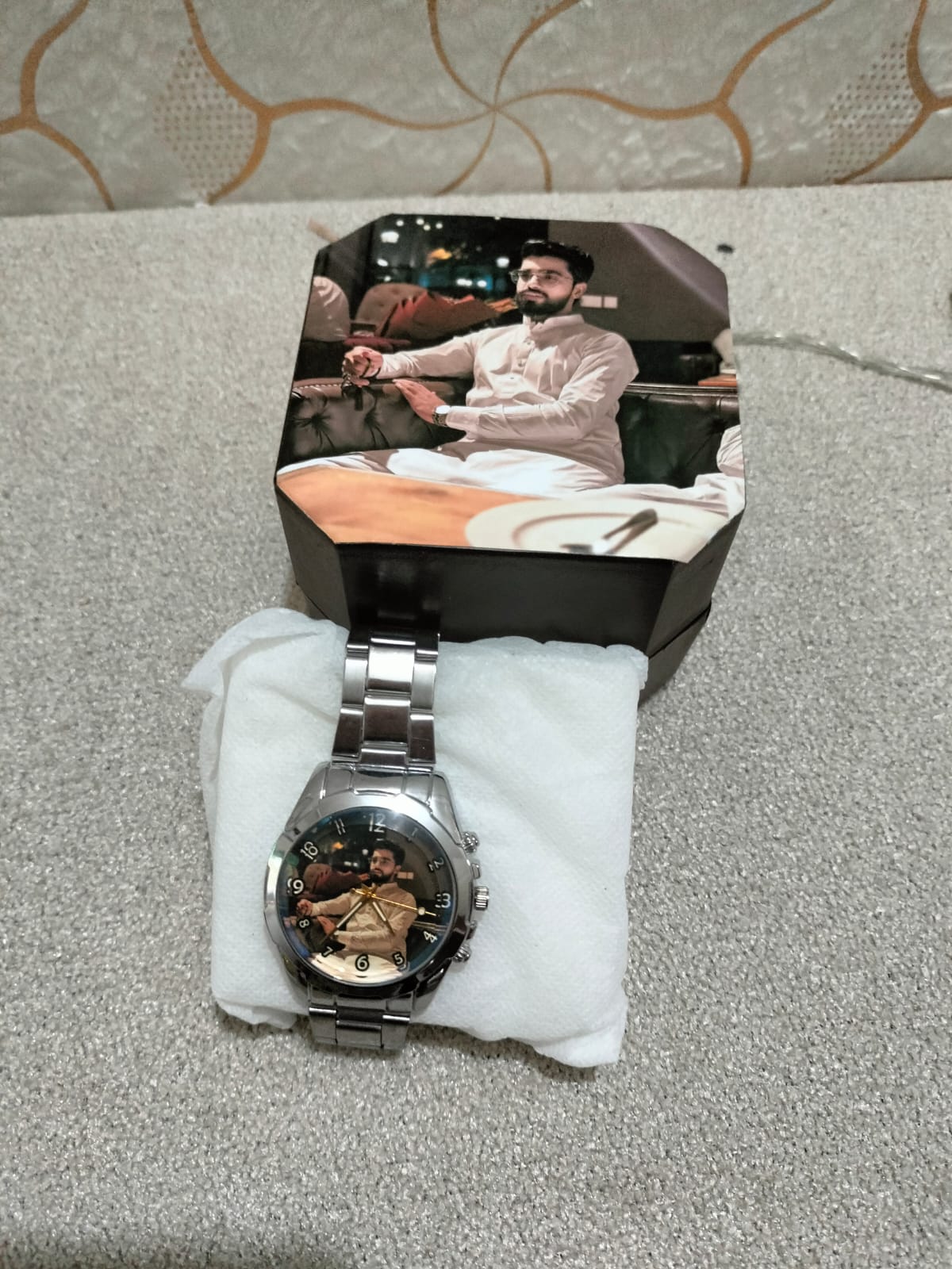 Customized Name Silver Chain Watch For Boys With Pic Box - Premium Quality