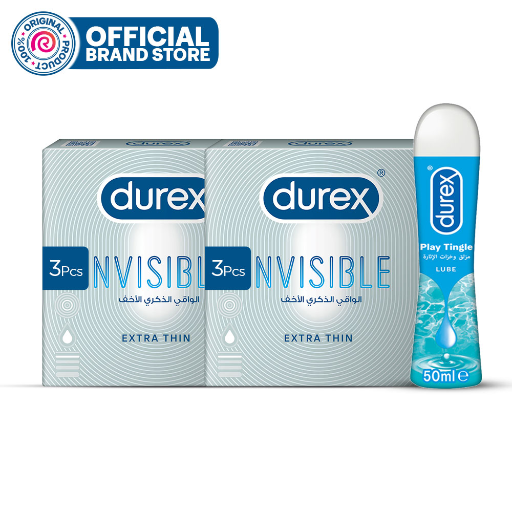 Durex Condoms Invisible 3 Pcs (Pack of 2) + Durex Play Tingle Lube 50ml