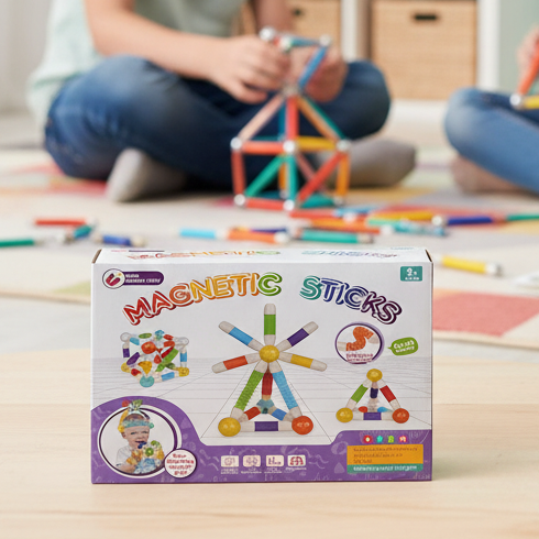36pcs Flexible Magnetic Tube Building Blocks | DIY Educational Construction Toy for Kids