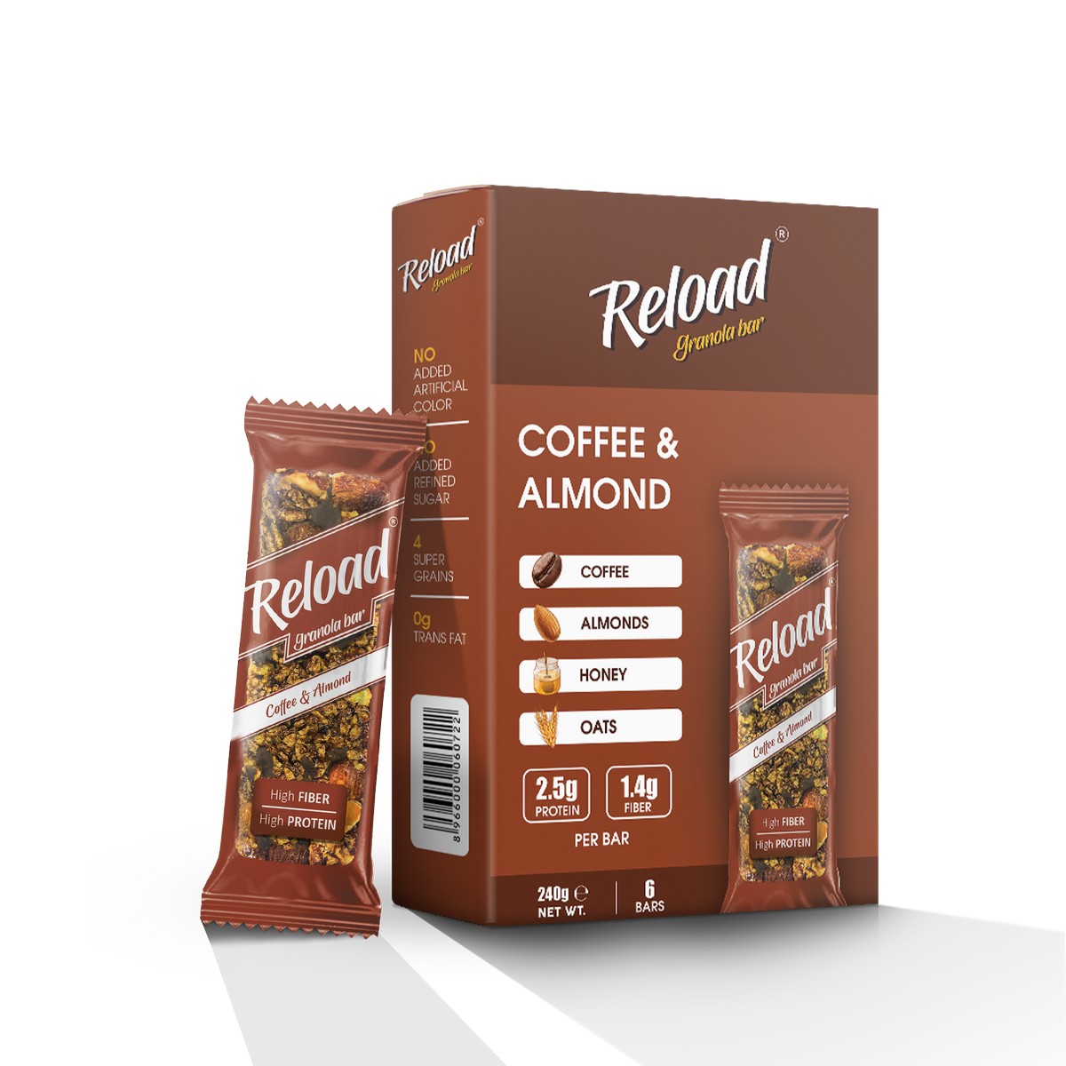 Reload Coffee & Almond Granola Bar - Box (6 Bars)