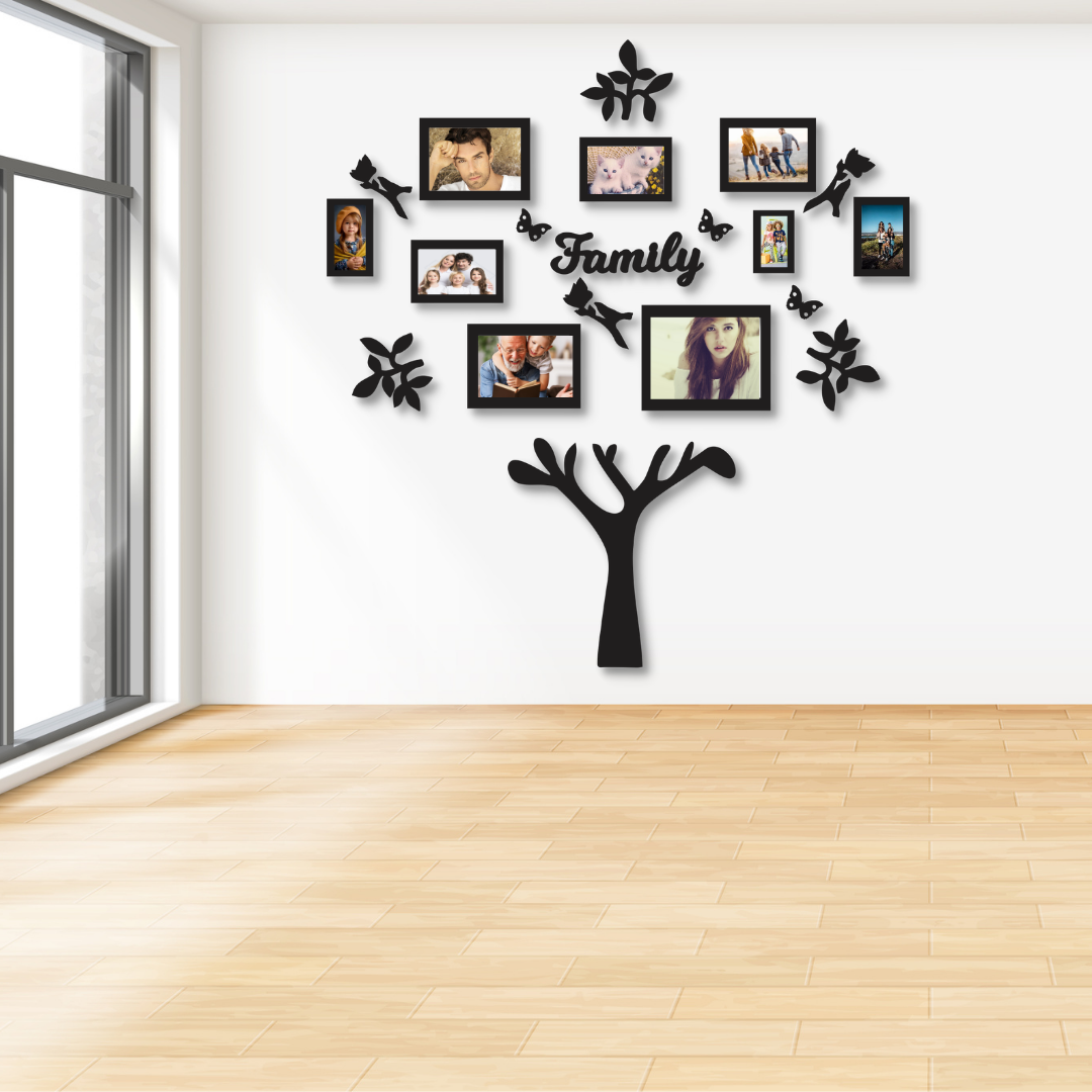 Family Wall Clock with Frames Stylish Quartz Decoration for Home and Office