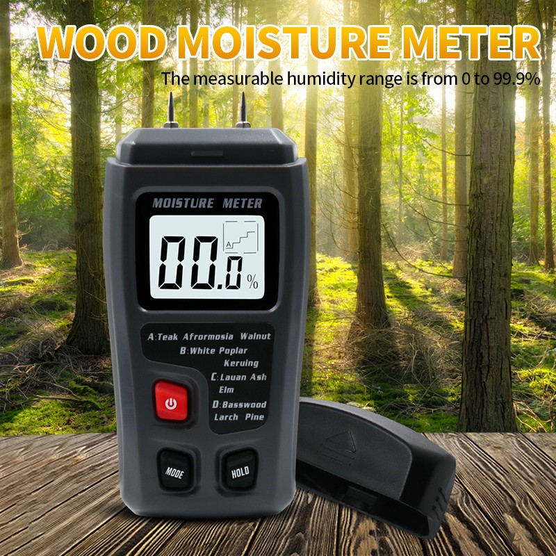 2 Pins LCD Digital Moisture Meter Humidity Tester Timber Damp Detector Conductivity Moisture