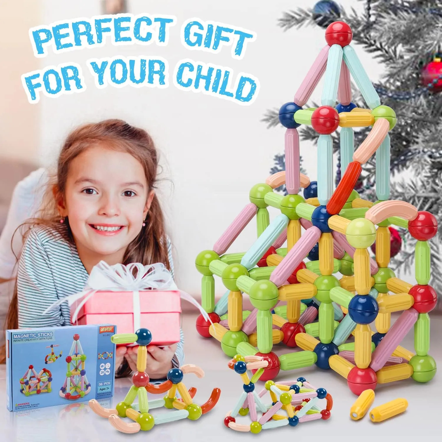 Magnetic Toys Building Blocks | 36/42/64/25 Pcs Kids Magnet Balls and Rods Set | Toddler STEM Sticks Toy | Learning Educational Block Games Stacking Toys for Boy Girl Age 3+ Years Old Preschool