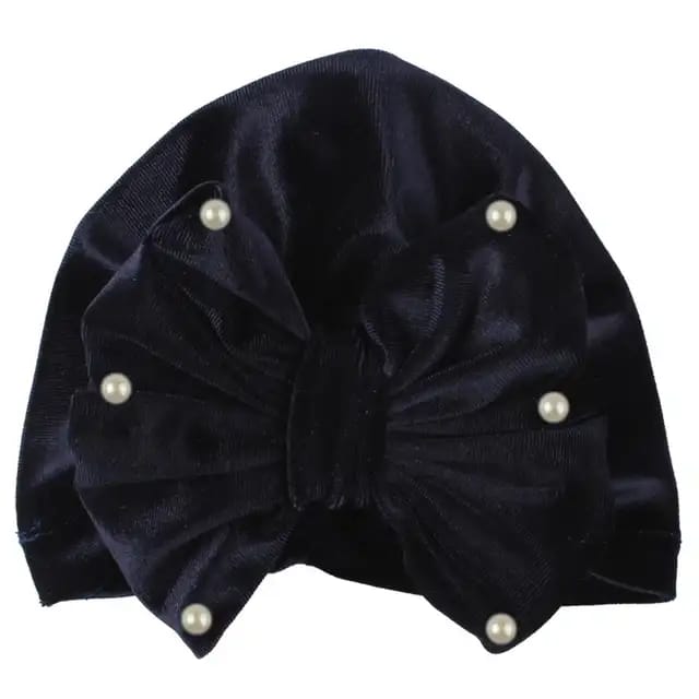 Soft Warm Baby Turban Hat Cute Bows Toddler Girls Hats Baby Accessories With Pearls Work Children Bonnet Kids Beanies Cap