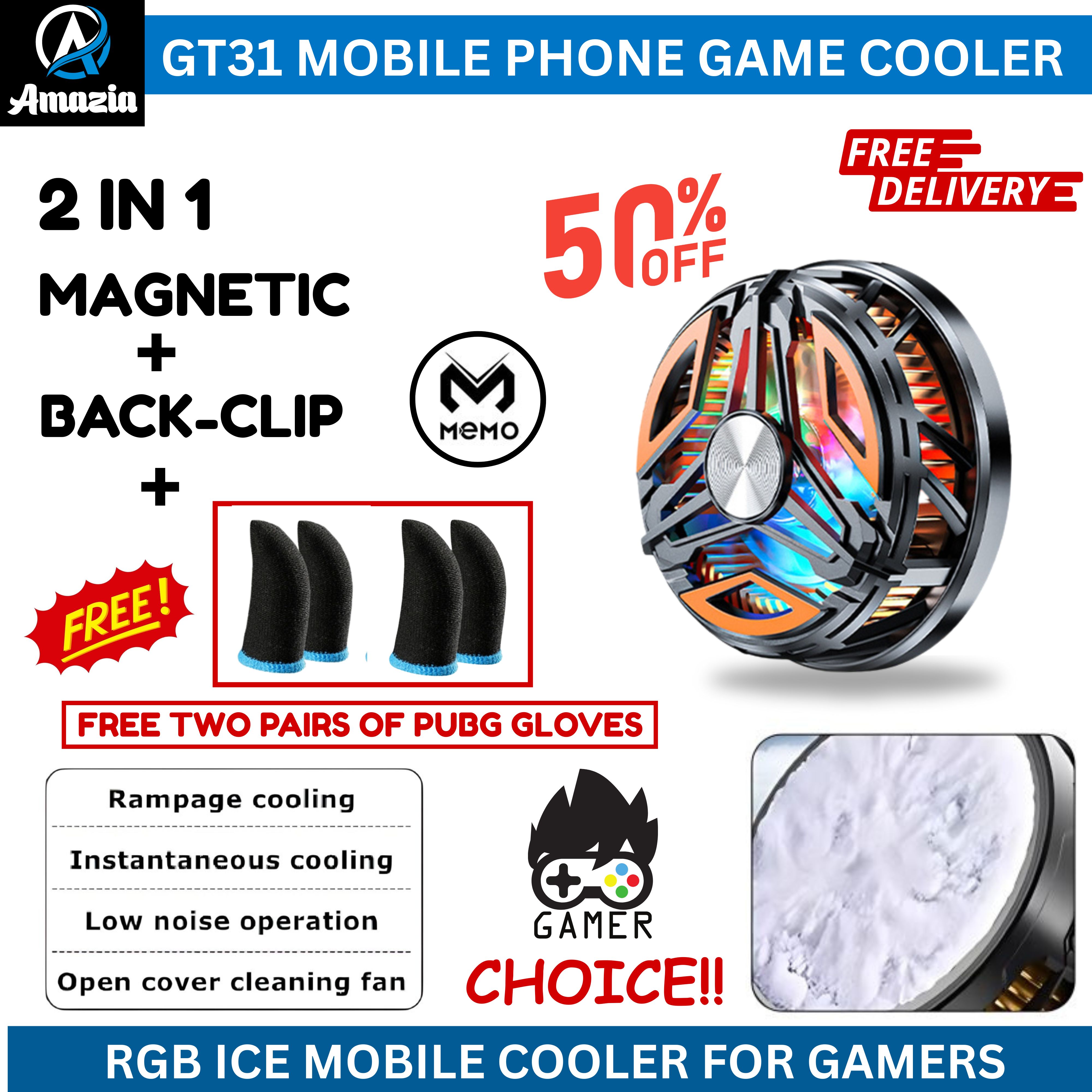 GT31 Magnetic Phone Cooler Mobile Phone Cooling Fan Semiconductor Phone Radiator - Heat Sink Game Cooler System Mobile Cooling Fan Gaming Case Cold Wind Handle Cool Semiconductor Fan For PUBG Phone Cooler , FREEFIRE