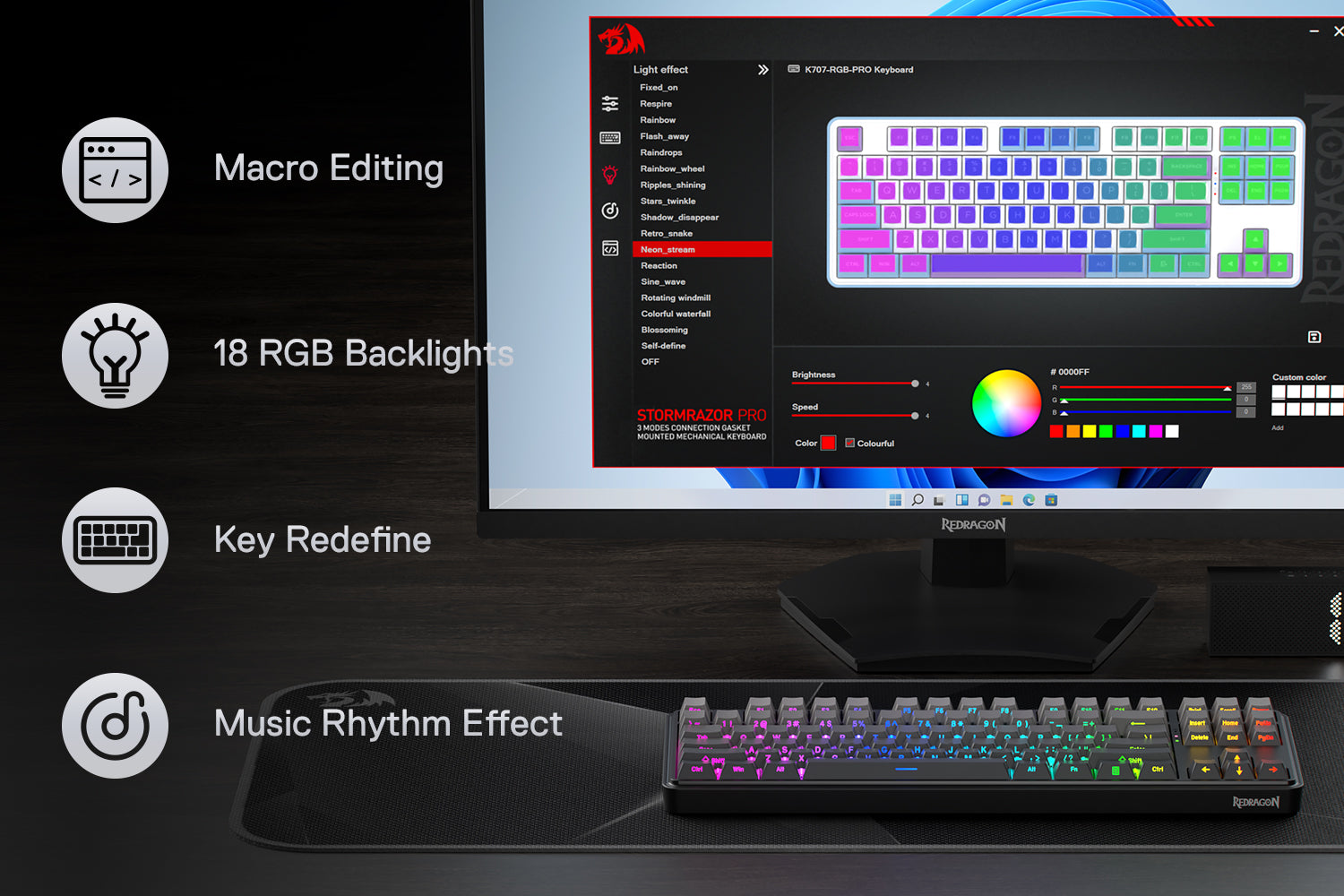 Redragon K707 PRO STAR BLADE TKL Wireless Mechanical Gaming Keyboard RGB Side Printed PBT Keycaps 3-Mode Connectivity Custom Mint Mambo Linear Switch 24 7587edc376eaf1877a4fd5682d2ce5dd