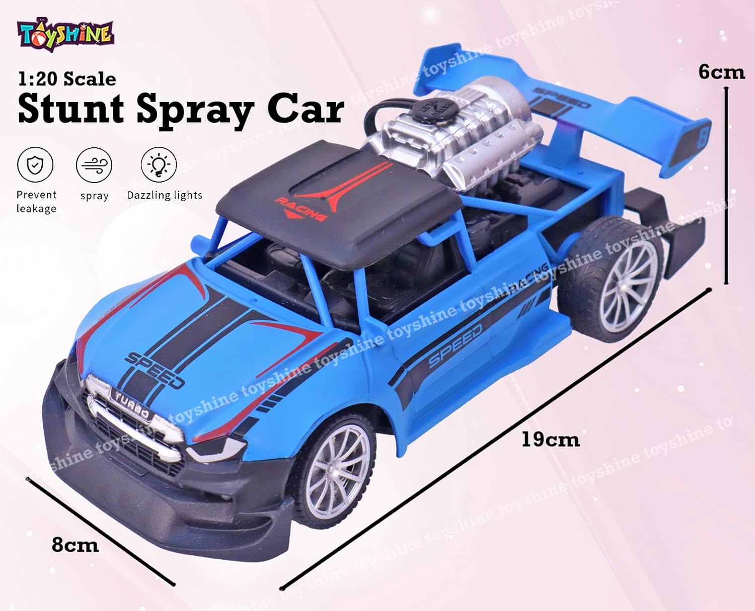 Rc Car High Speed Racing Car Remote Control Rechargeable Rc Smoke Spray Remote Control Light Smoke Spray Emulation Exhaust Car in 1:20 Scale With Rechargeable Battery & Cable 2.4G RC Light Spray Car For Long Range