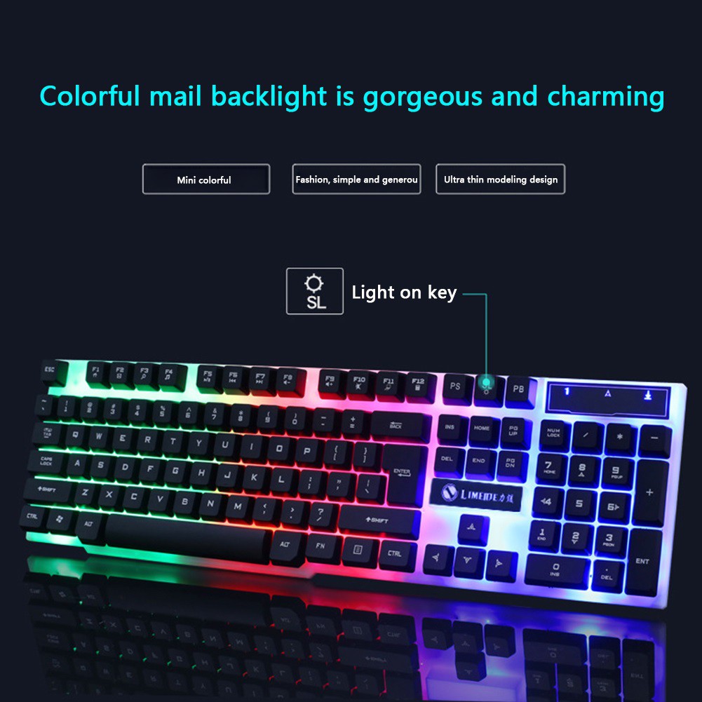 Semi Mechanical Gaming Keyboard with Rainbow LED Backlit Lights Effects, Gaming RGB Keyboard with 3 Effects Wired gaming keybaord for Laptop PC Game for pubg mobile