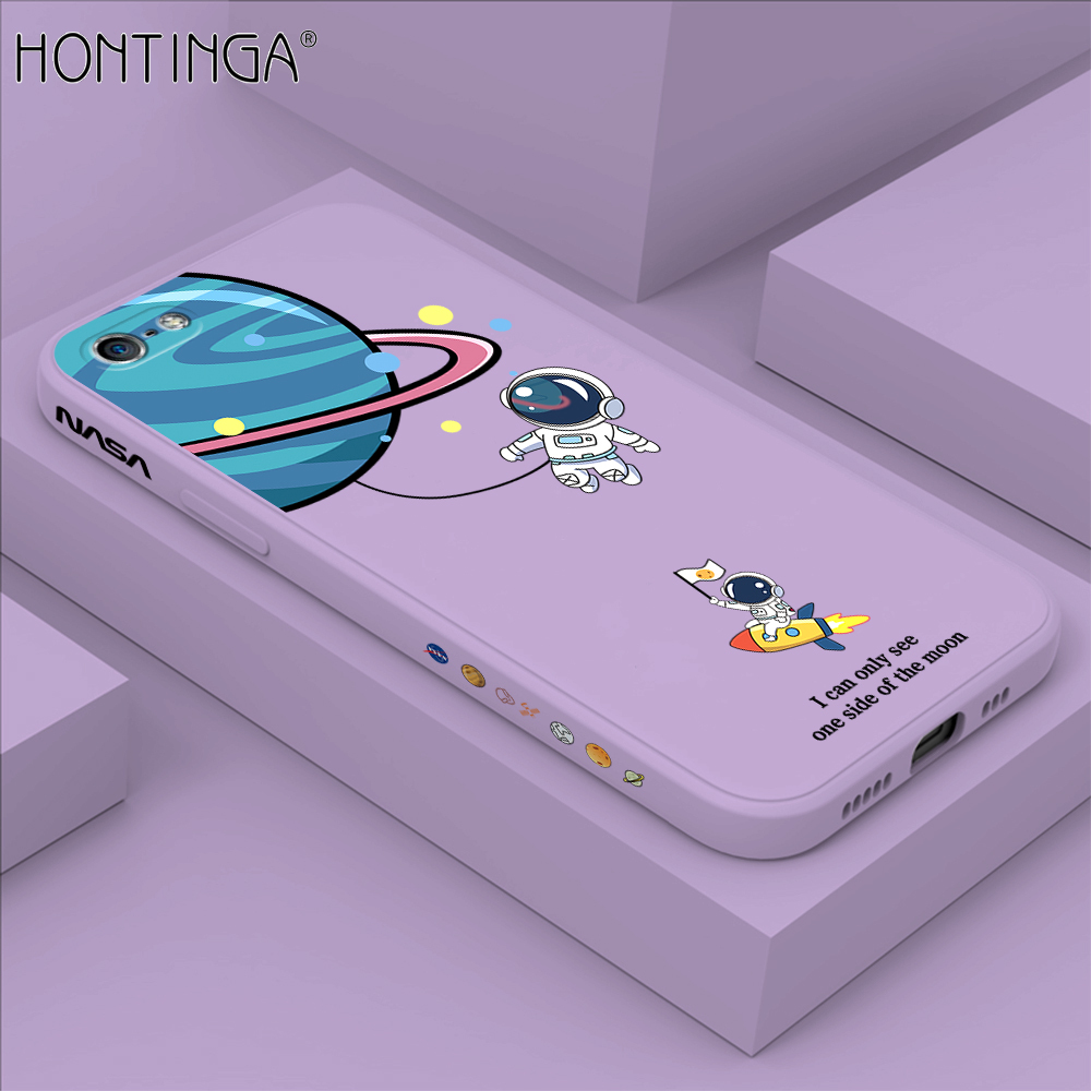 Hontinga for iPhone 5 5S Case Cartoon Astronaut Side Design Back Cover