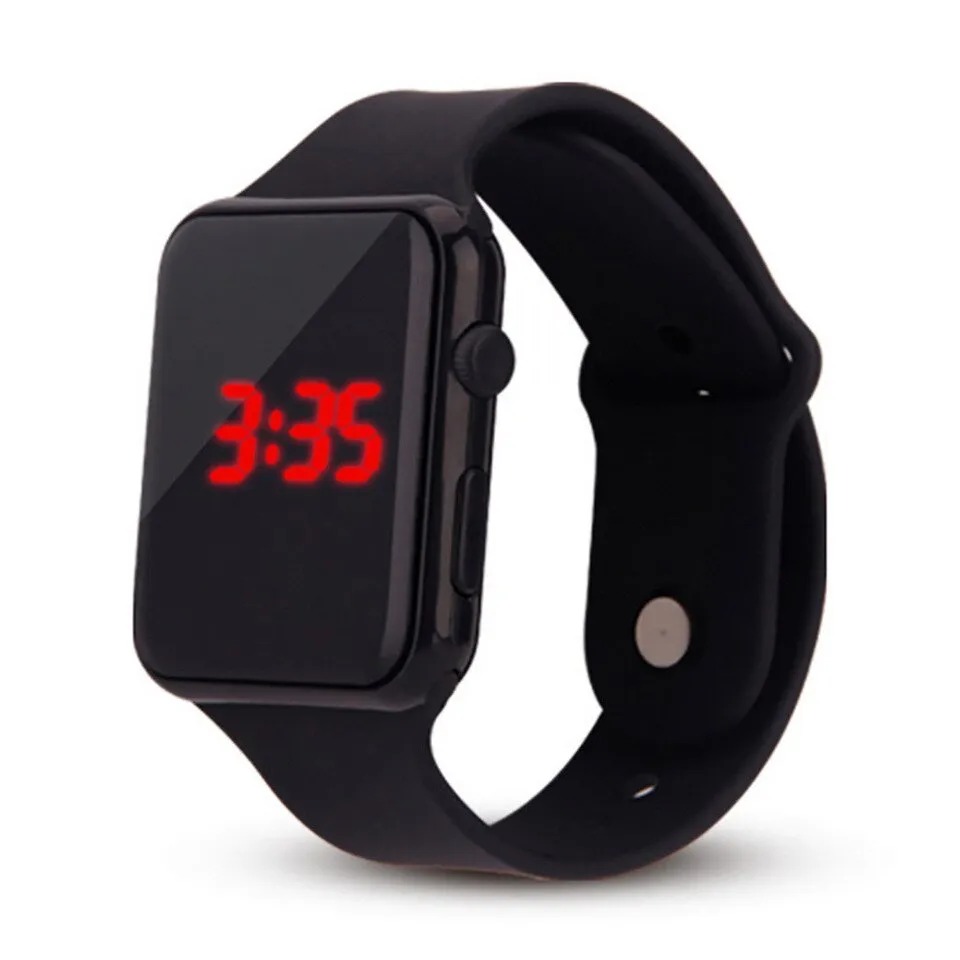 Pack of 2 Black Digital Square Wrist Watch LED Display watch For Men