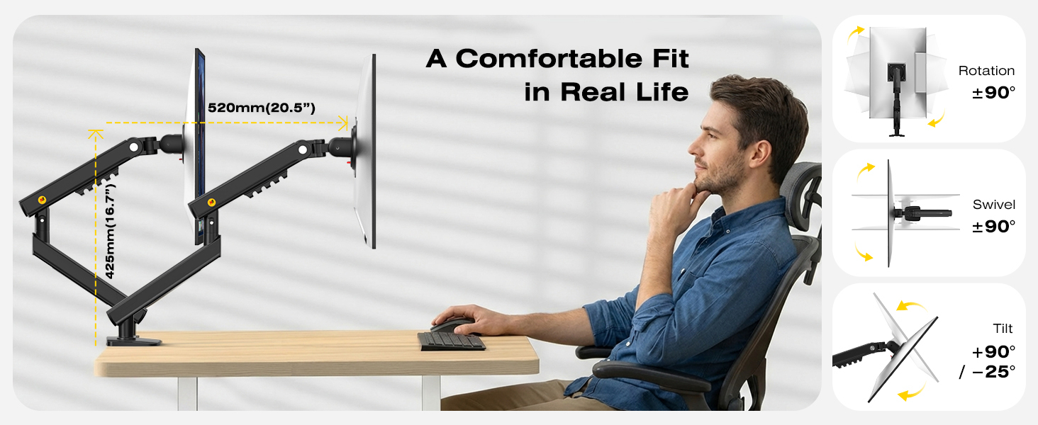 NB A5C SmooVex™ Dual Monitor Arm Mount, Monitor Stand fits up to 32 Inch with Mechanical Spring Monitor Arm, VESA 75/100 mm 16 75a172e4573485813c74fe9664ce100d