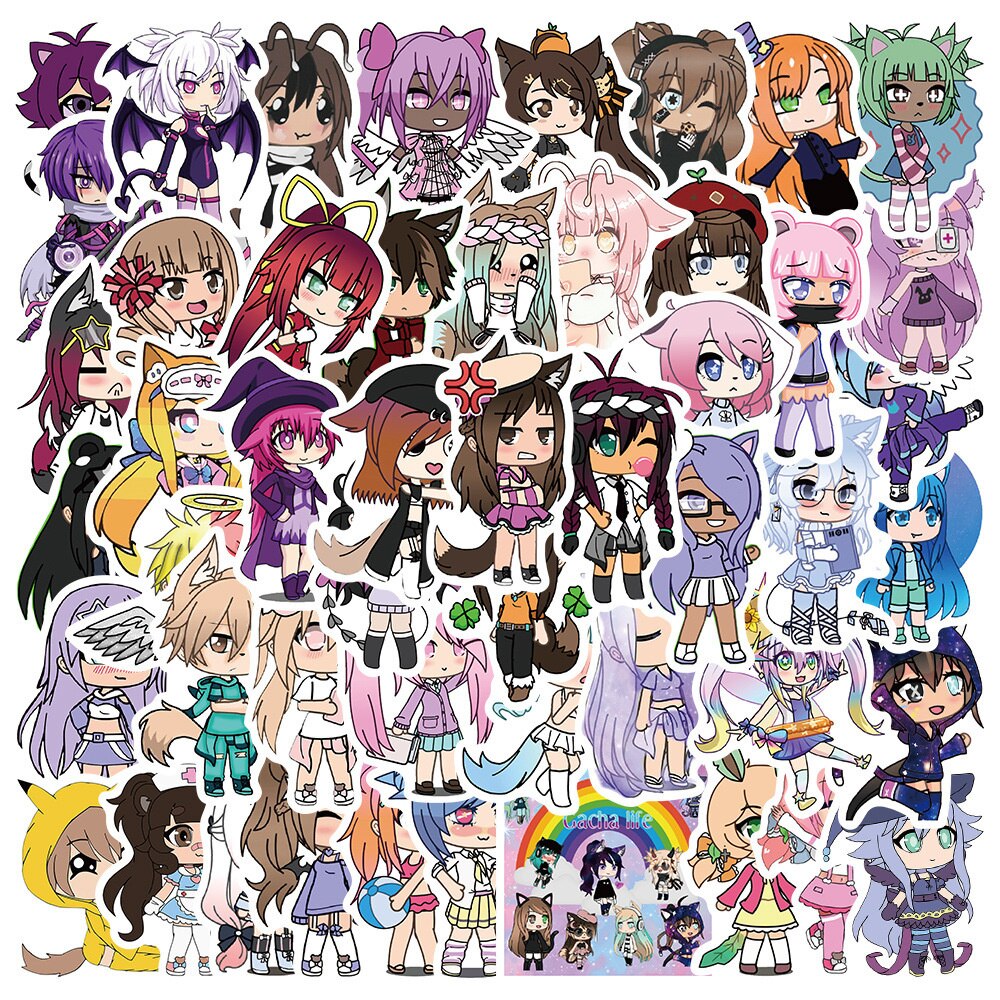  wyyeleswm Gacha Life Game Stickers 50PCS Cartoon Character  Costume Game Stickers Vinyl Waterproof Stickers for Water Bottles Computer  Phone Car Stickers and Decals car Stickers for Girl (gacha Life) :  Electronics