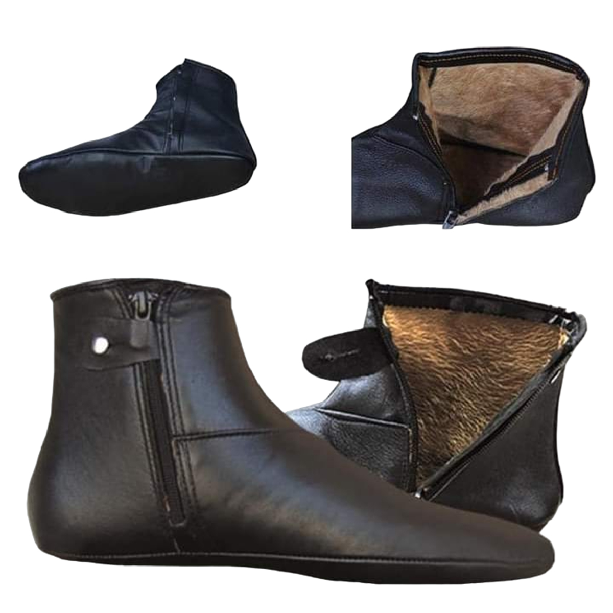 Halal Cow Leather Socks Mozay For Men's Women's Hajj & Umrah Slipper With Zip and Button.