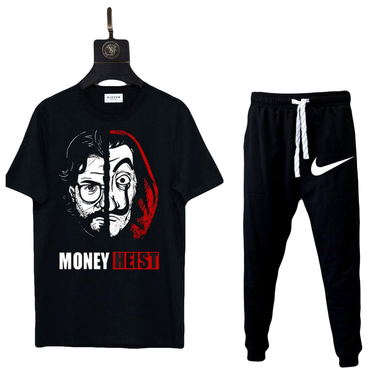 Money heist printed summer track suit for men black