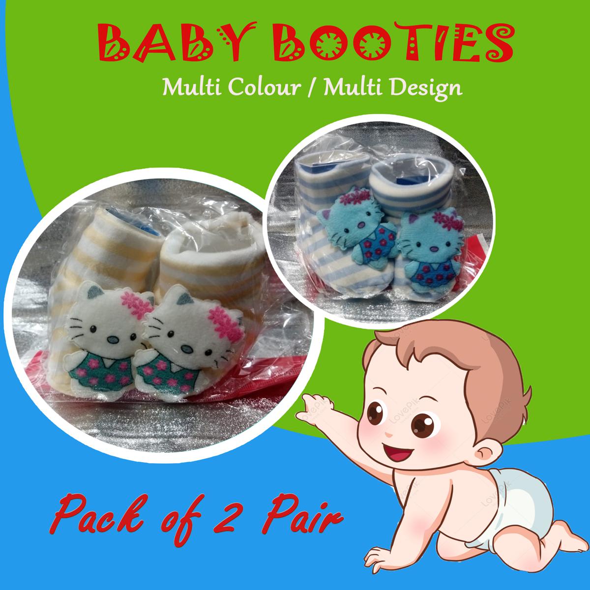 Pack of 2 - Baby 2 in 1 Socks Shoes / kids Toddlers Booties 0 - 6 months - Multicolour / Multi Design
