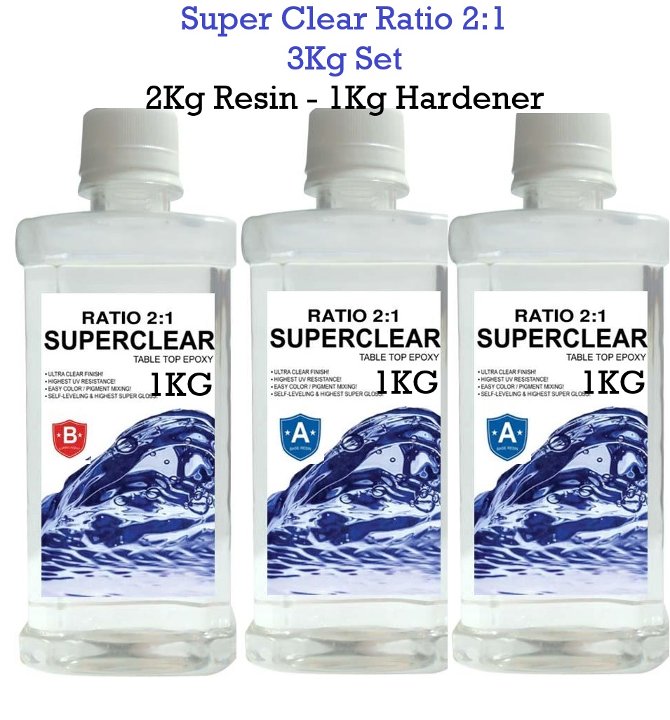 Imported SUPER CLEAR Epoxy Resin Crystal Clear Ratio 2:1 750 Grams  3Kg