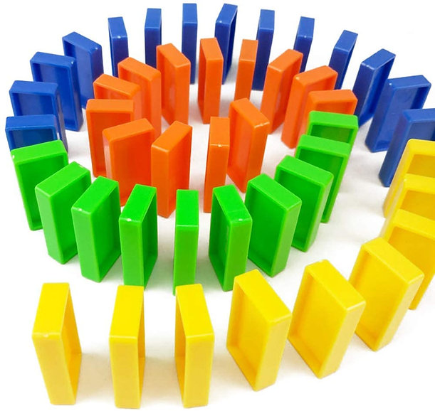 DOMINO TRAIN TOYS Domino Train with Building and Stacking Blocks Set