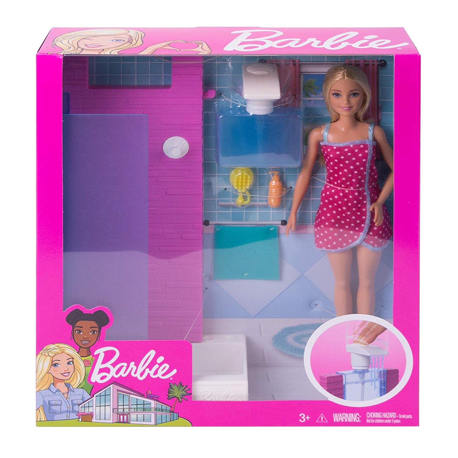 Barbie Doll Furniture Set Bathroom With Work Shower Three Bathroom Accessories Gift Set For Children From 3 To 7 Years Old Item Size 32 X 6 X 12cm Item Weight