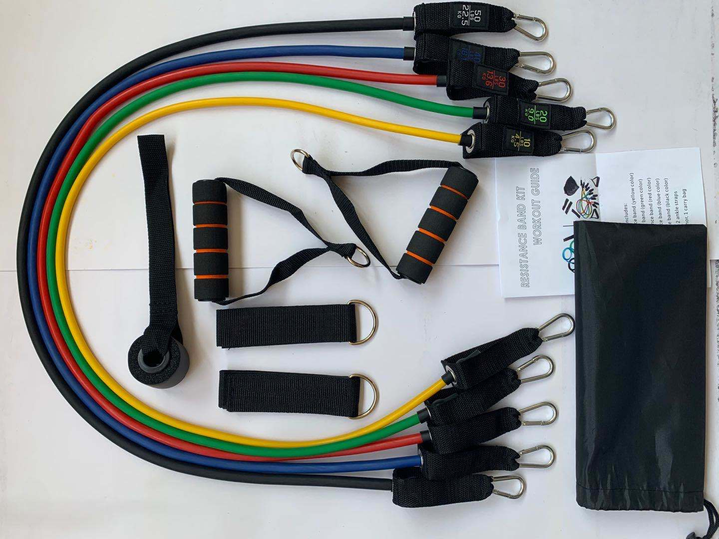 Resistance Bands Set 11 Pack Workout Bands,Include 5 Exercise Bands up to 100lb,2 Handles,2 Straps,1 Door Anchor,1 Carry Bag,for Resistance Training,Physical Therapy,Home Workouts Power Exercise Resistance Band