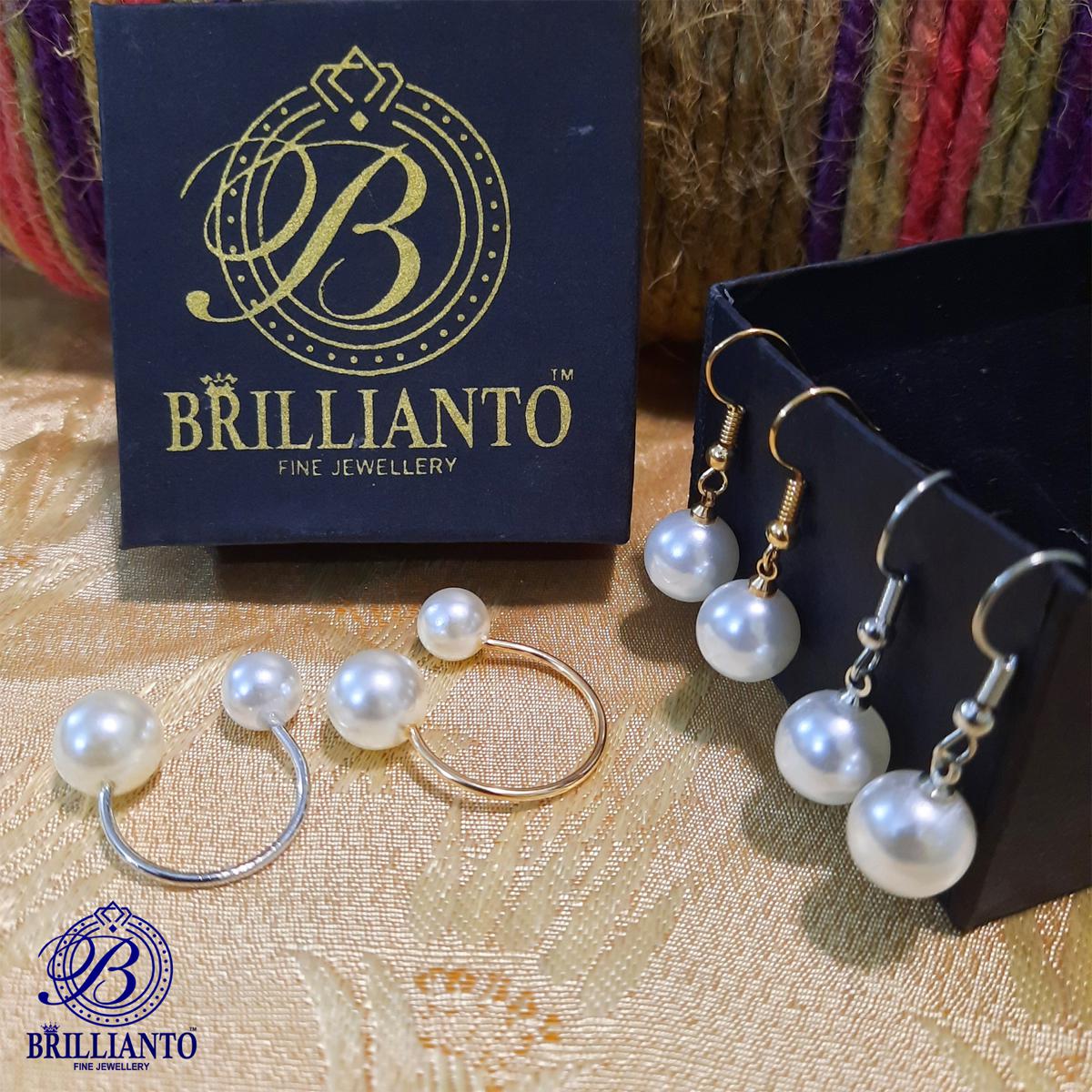 Pearl Rings and Round Earrings Set For Girls Stylish Drop Earing for Girls