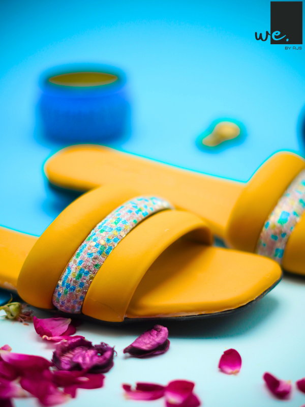 Glittered Bar Slides Casual Footwear for University & School Girls, Vibrant Colors with Stylish Comfort Fit