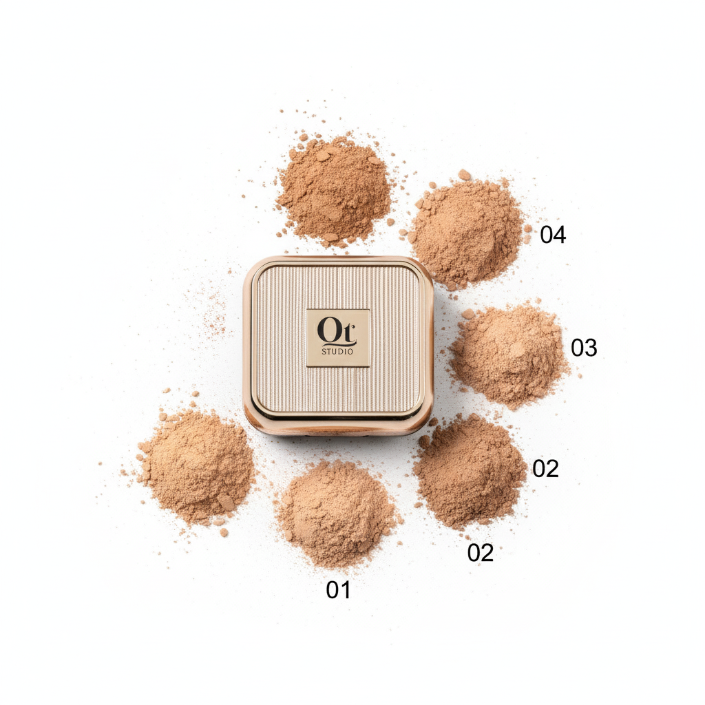 QT Quetee Korean Matt Pressed Powder Dry Compact ,QT beauty All Day Wear Matte & Poreless Fine Compact Powder for Women, Long Lasting Oil Control & Flawless Coverage Makeup Fixing Powder, Lightweight Finish Compact in 4 Shades for Radiant Matte Look
