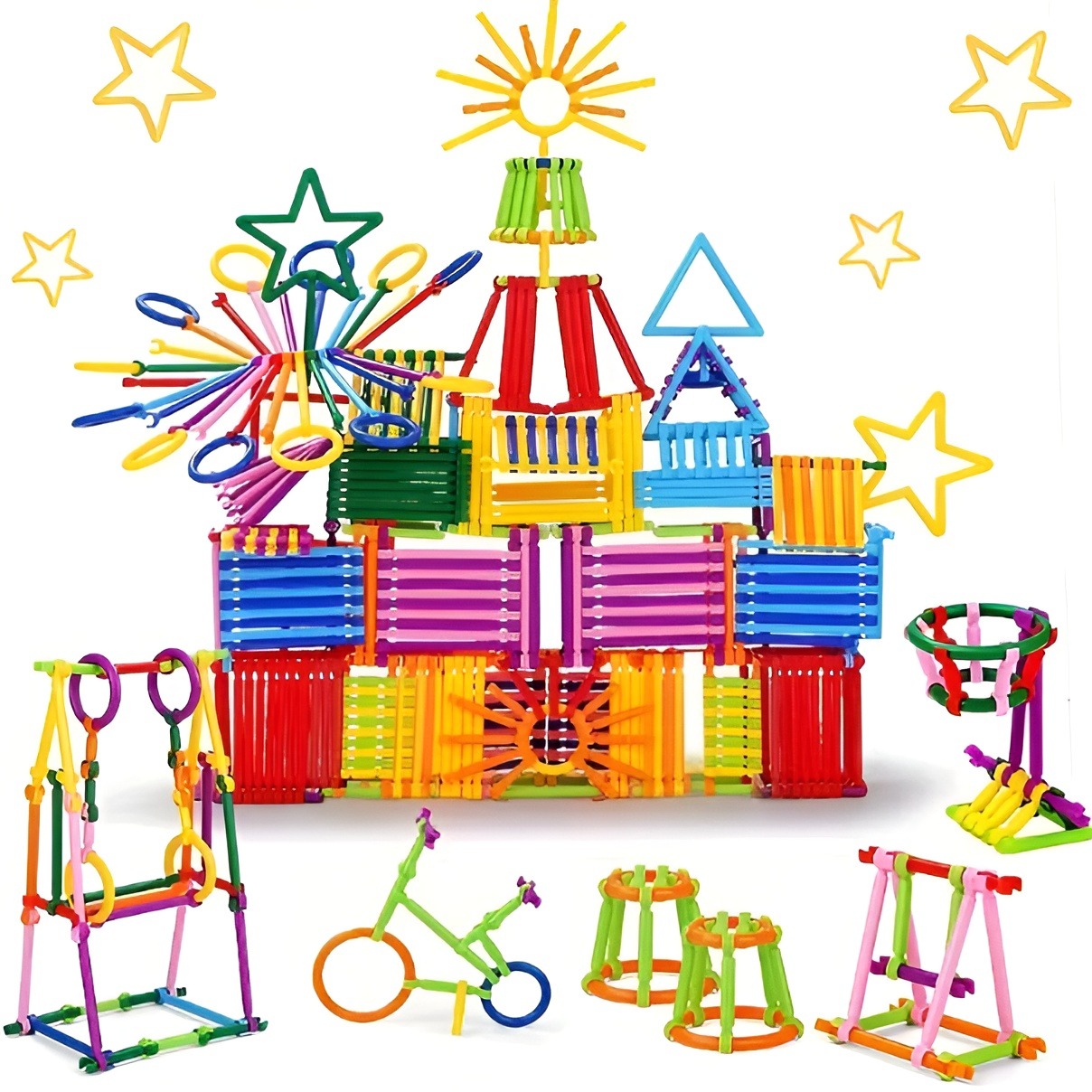 Intelligence Educational Building Blocks Toys for Kids Construction Engineering Game Creative Interlocking Connection Kit Blocks Toy for Boys and Girls