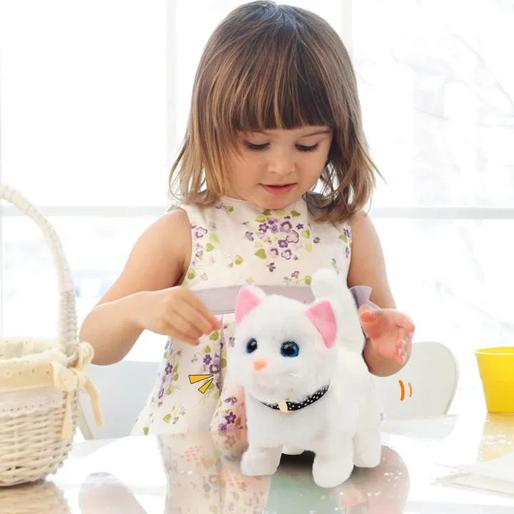Cute Electronic Plush Cat Toy Can Walking Meowing Wagging Tail Stuffed Cat Doll Child Interactive Toys For Birthday Gift
