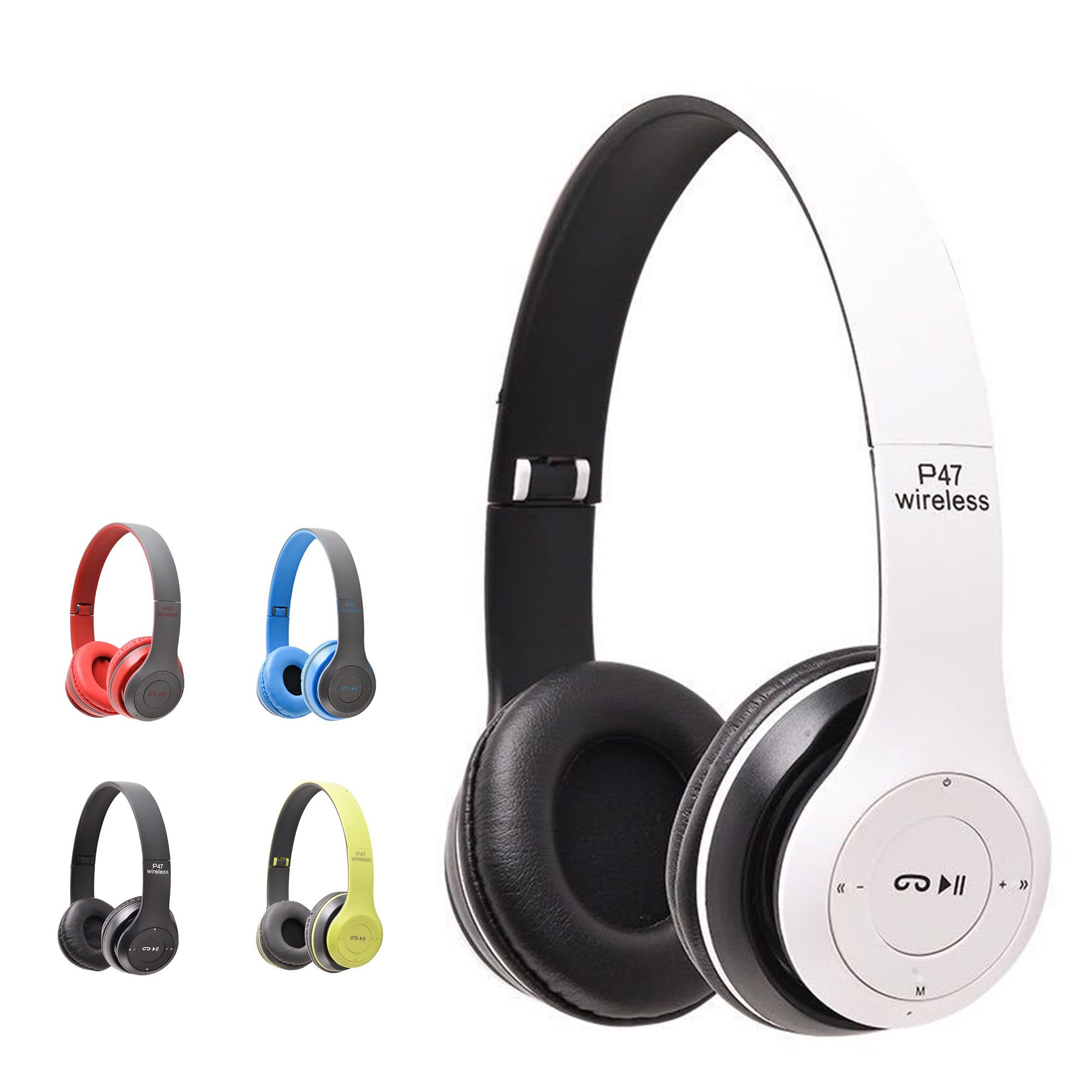 Original P47 Wireless Bluetooth Headphones Foldable Stereo Headset with Mic - Supports SD Card TF FM Radio Music Player Best Price Pakistan