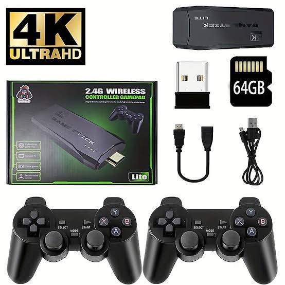 Video Game Controllers M8 64GB 10000 Retro Video Games 2.4Ghz 2 Player 4 Player Wireless Controllers Game Stick 4k Games