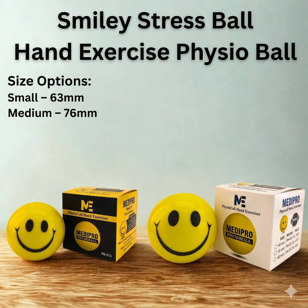 Hand Exercise Physio Ball Smiley Face Soft Grip Stress Relief Ball with Box 63mm 76mm Size 1 to 6 Pcs for Finger Training Hand Grip Strength Relaxation Dexterity Practice for Home Office Study School Educational Learning Science & Fitness Activity Medipro