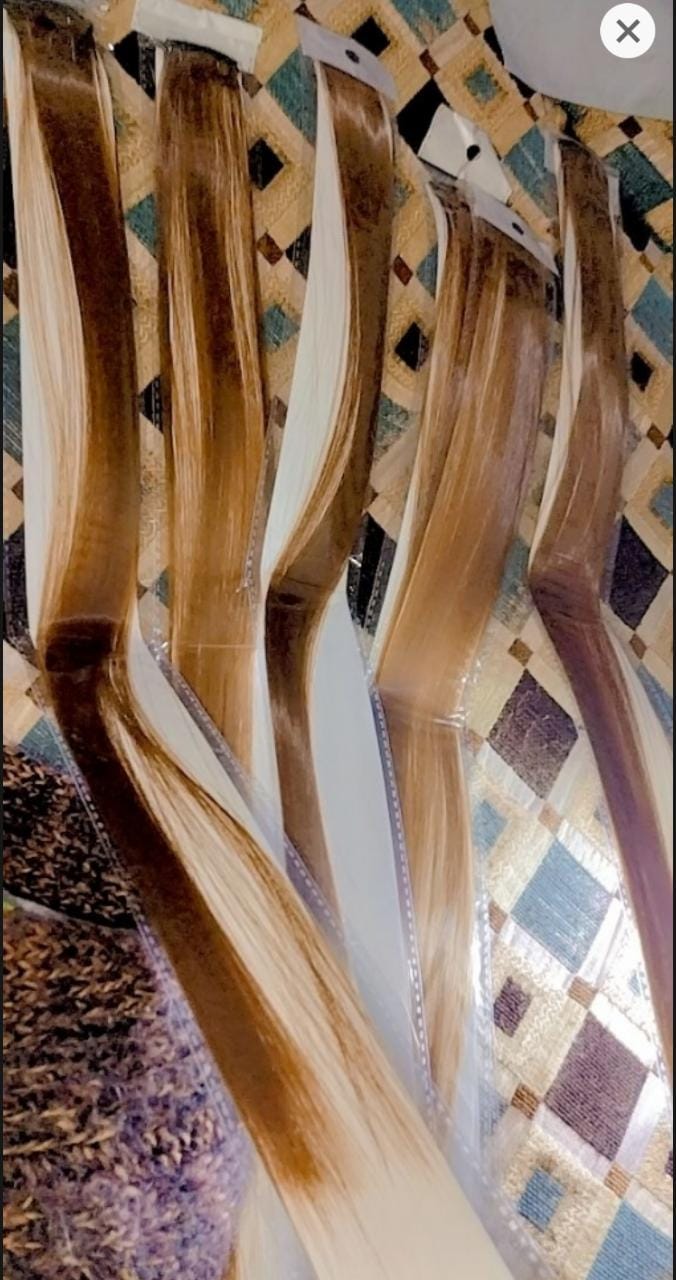 5 pieces blonde-golden single clip hair extension for girls