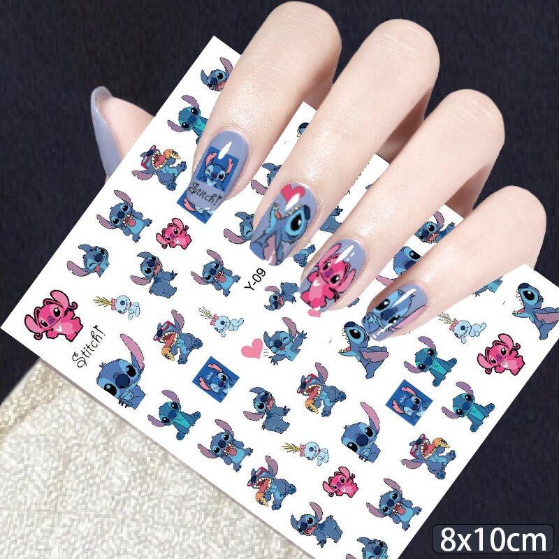 Black Mickey Mouse Tigger Stitch Cartoon Nail Stickers Nail Art Decals  Disney Princess Donald Duck 3D Stickers Press on Nails