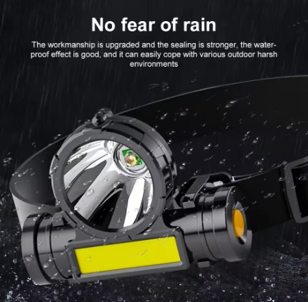 Long Range High Power LED Headlamp Built-in Battery T6+COB USB Rechargeable Waterproof Head Torch