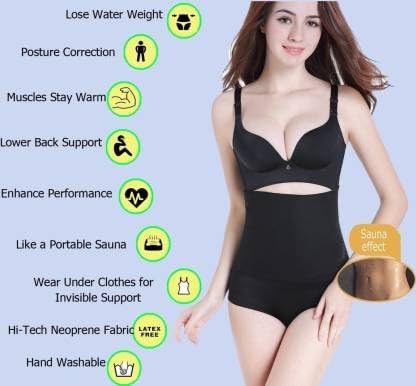 Sweat Slim Belt, Stomach Belt for Men & Women Non-Tearable, Sauna Belt Waist Trainer, Tummy Trimmer & Body Shapewear Adjustable Sweat Belt for Fit Figure Black