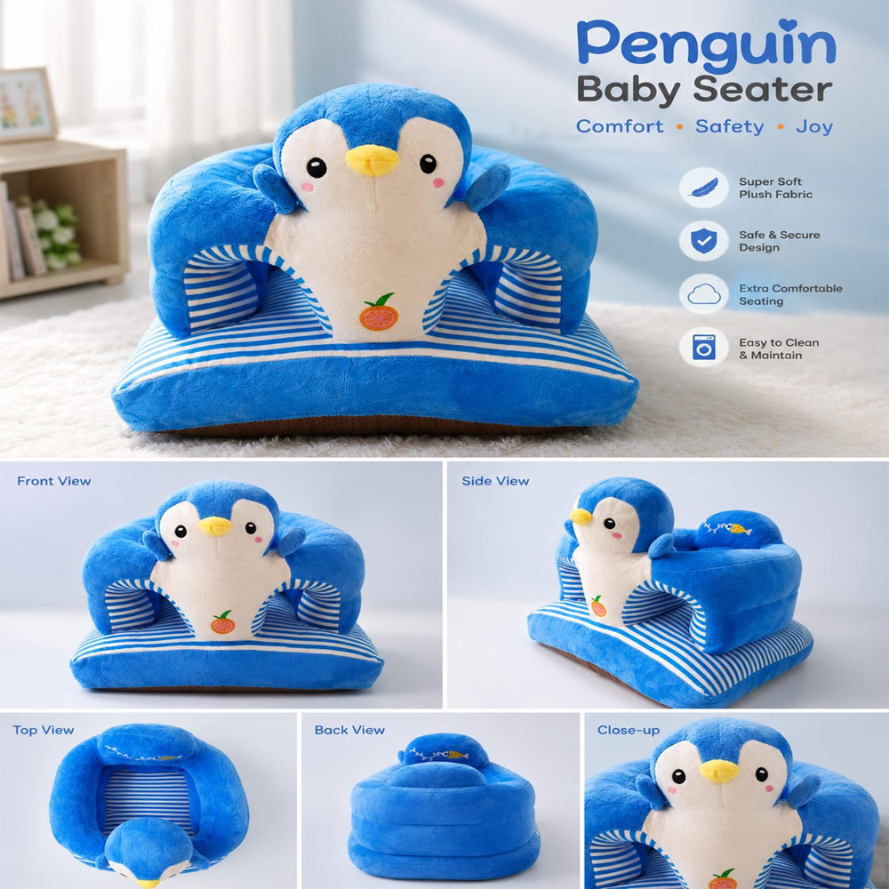 New Plush Animal-Themed Baby Sofa Booster Seat - Soft Comfort for 6-12 Months