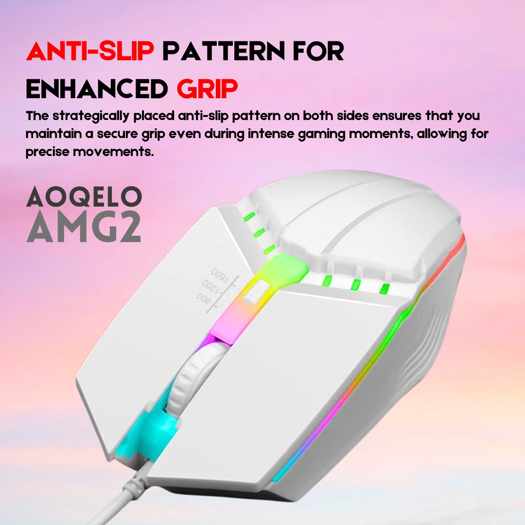 AMG2 Wired Premium RGB Gaming Mouse | Mechanical Design with Nylon Braided Cable & 3-Level DPI (600-1600) | Breathing RGB LED Glowing Optical Gamer Mouse for PC, Computer, Laptop | USB Esports Pro Gaming Setup - One Click-Pick