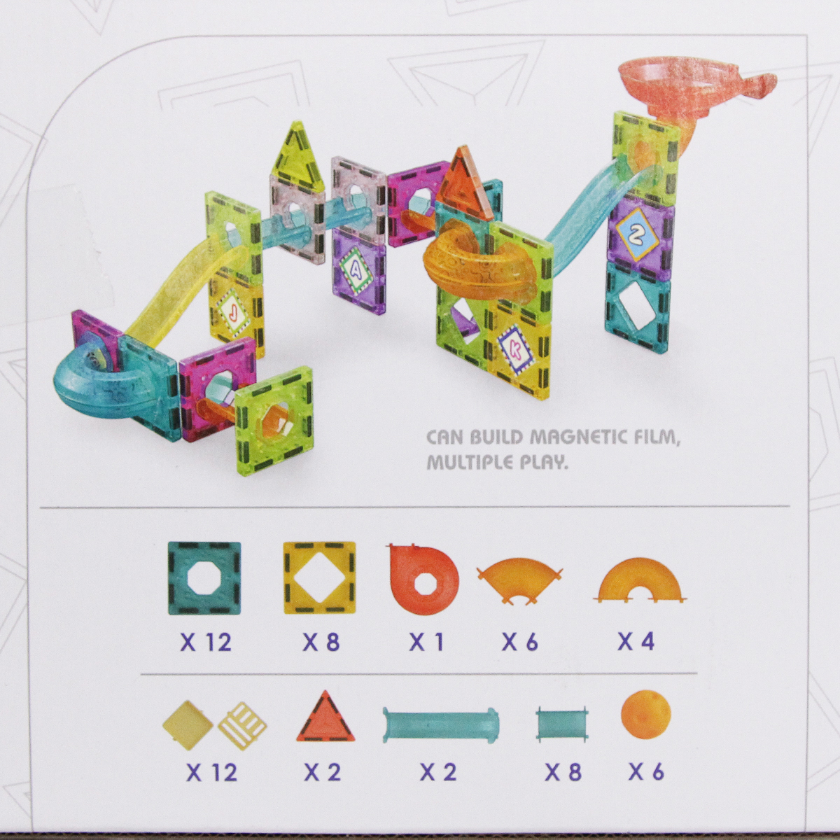 Magnetic Tiles Marble Run For Kids, 3D Clear Color Magnetic Building Blocks Set 68 Pcs, Building Blocks Set Race Track Toy Construction Kit Castle Building Blocks For Toddlers Educational STEM Toys Building Set Gift For Kids Ages 3 and Above