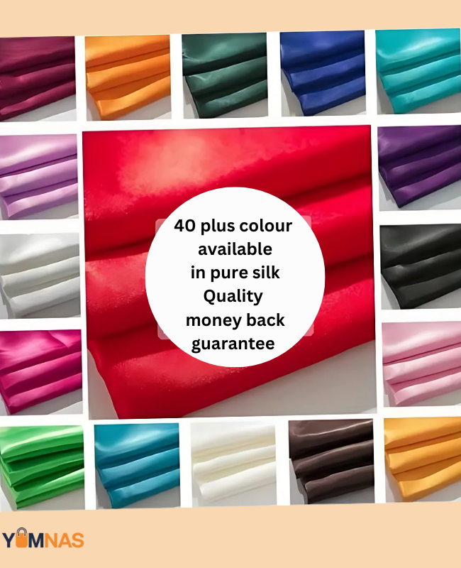 Unstitched Pure Satin Silk Fabric - Premium Quality Silk Satin Wedding Fabric, Plain Silk Shirt & Trouser, Soft Lustrous Silk for Dressmaking, DIY Crafts & Wedding Decorations (25 Colors)