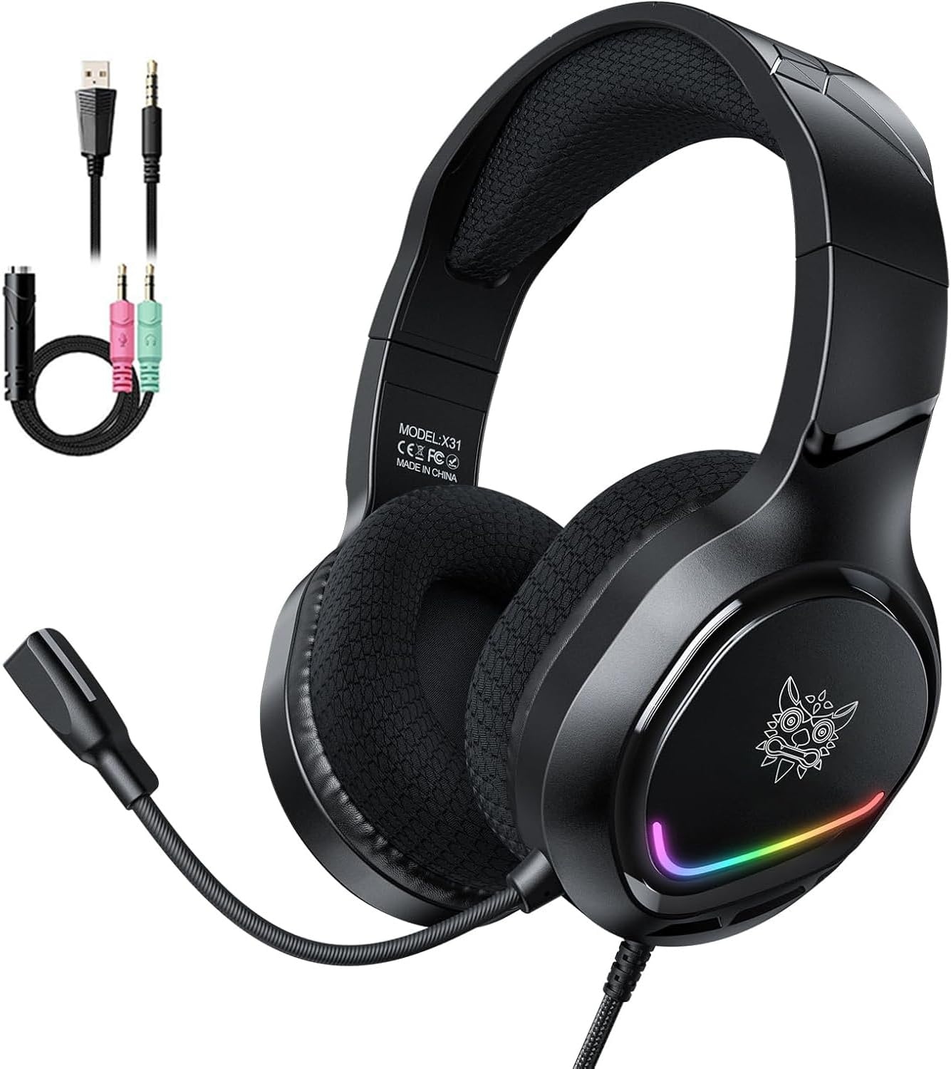 Eono E400 Wired Over Ear Gaming Headphones with N Wired Gaming Headset 7.1 Wired Gaming Headset, Noise Cancelling Over Ear Gaming Headphones with Mic, Compatible with Ps3, Ps4, Ps5 Xbox One, Xbox x, Xbox S, Mobile, Nintendo Switch, Pc, Mac, Laptop (Black)