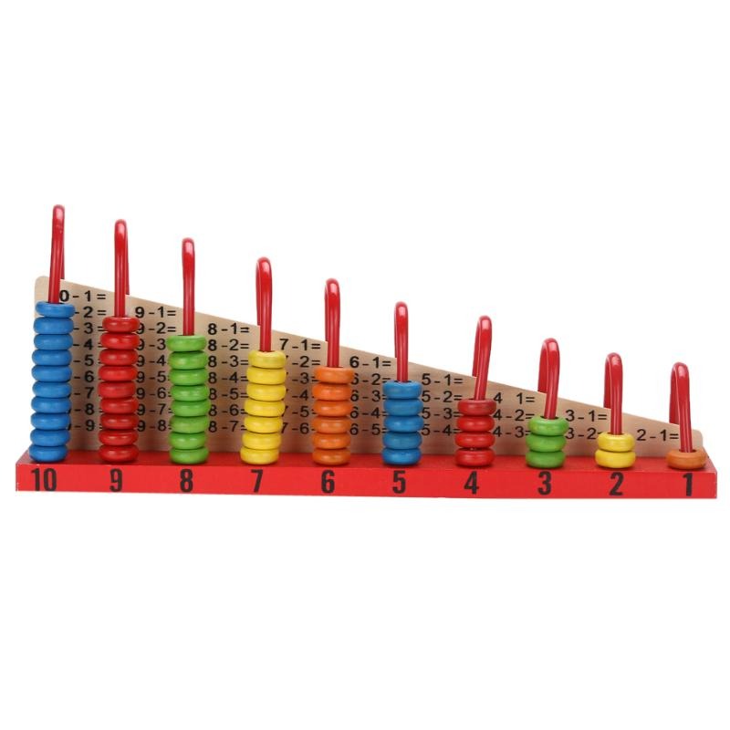 Wooden Abacus Counting Frame – Classic Math Learning Toy for Kids, Children & Toddlers – Educational Calculation Shelf with Colorful Beads – Montessori Counting Tool (10 Rows)