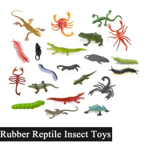 Reptile Rubber Insect Animal Toys For Kids Boys Girls Baby / Wild Jungle Animals Figure Bugs Toy Set / Crocodile Worm Frog Lizard Alligator Dinosaur Mouse Dinosaurs / 12 Pieces Set price in Pakistan
