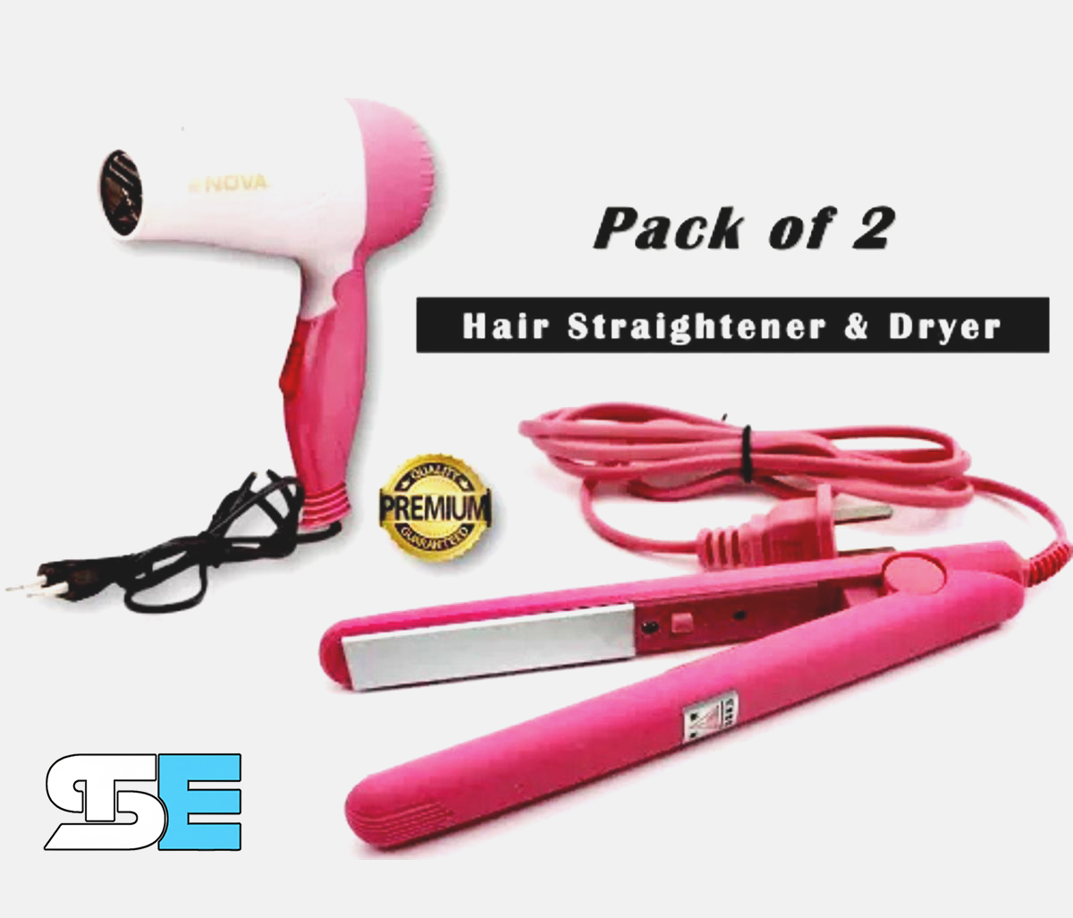 2 in 1 Mini Foldable Hair Dryer & Mini Hair Straightener Combo for Girls | Portable Travel Hair Styling Kit | Compact Folding Blow Dryer + Mini Flat Iron | Salon Style Hair Care Set for Women