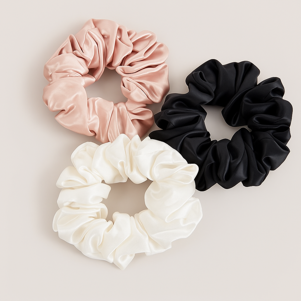 Luxury Satin Silk Hair Scrunchies – Pack of 4 & 8 – Soft, Stylish & Gentle on Hair – For Girls & Women